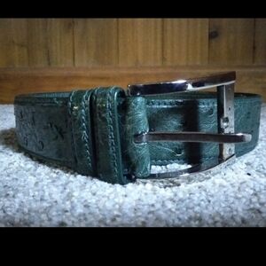 Stefano Ricci Green Ostrich Leather Belt